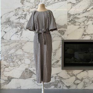 Zara Houndstooth Dress with Puffy sleeves